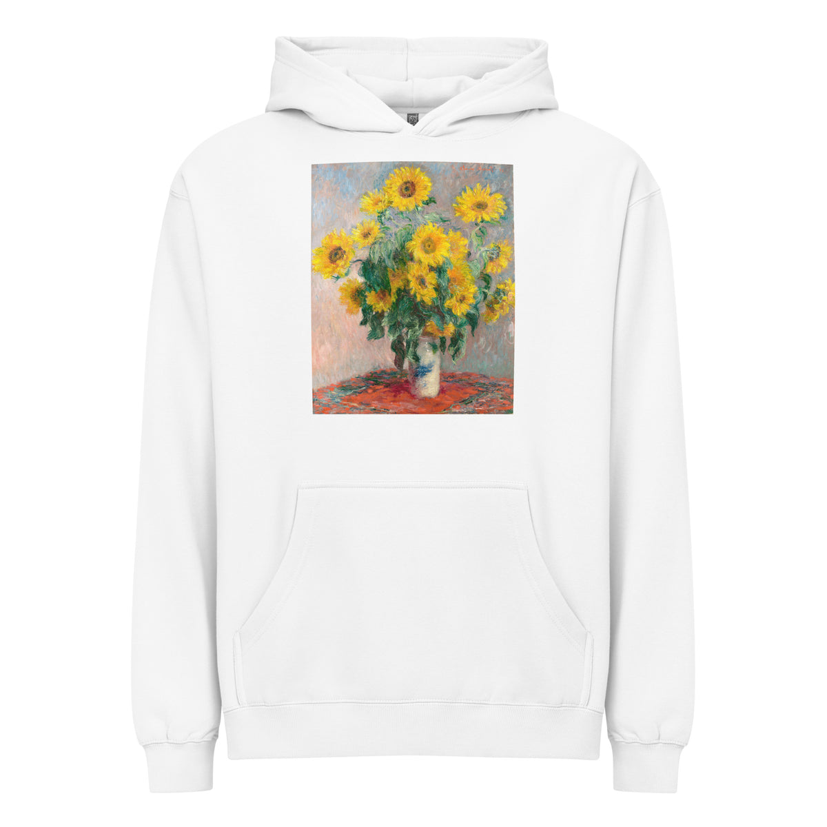 White Hoodie Bouquet Of Sunflowers Signature