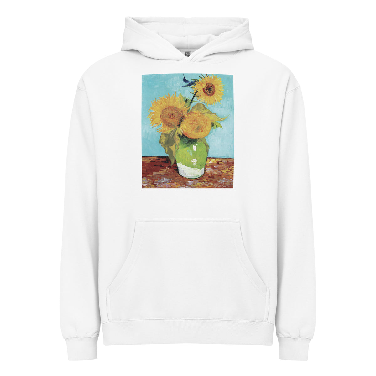 White Hoodie Vincent Van Gogh S Vase With Three Sunflowers Famous Painting Signature