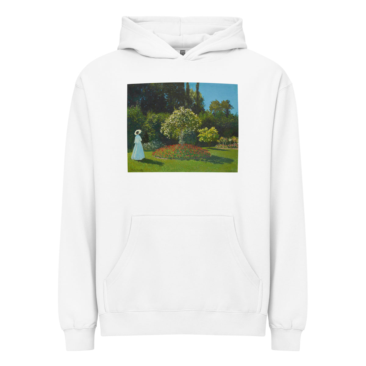 White Hoodie Claude Monet S Lady In The Garden Famous Painting Signature