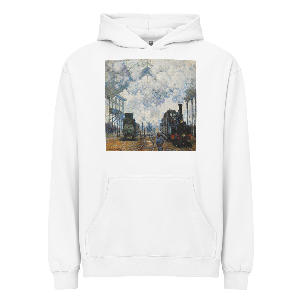 White Hoodie Claude Monet S Arrival Of The Normandy Train Famous Painting Signature