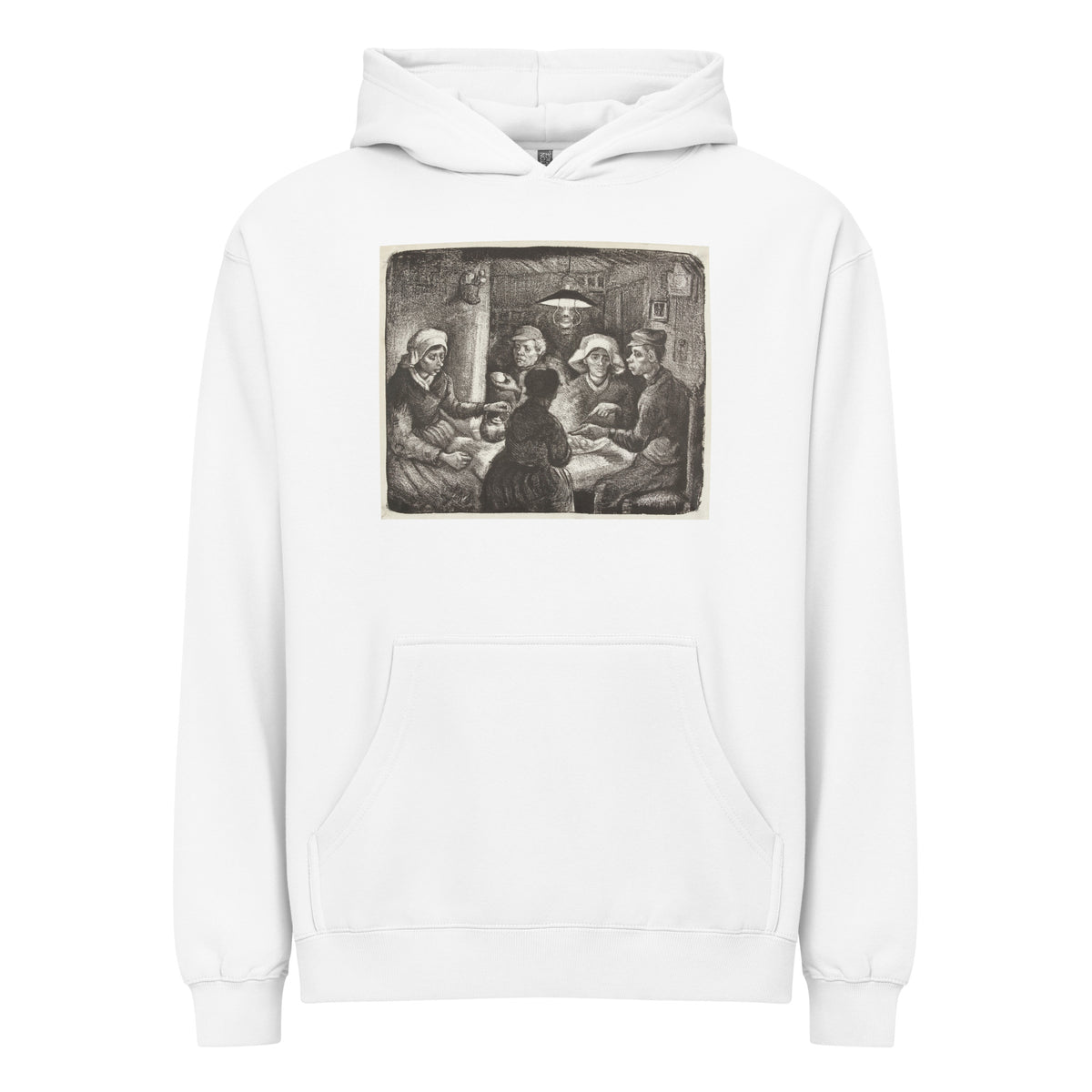 White Hoodie Composition Lithograph Of The Potato Eaters De Aardappeleters 1885 Signature