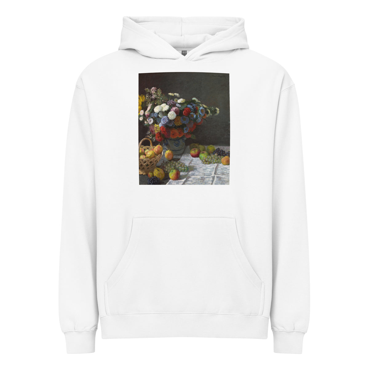 White Hoodie Still Life With Flowers And Fruit Signature