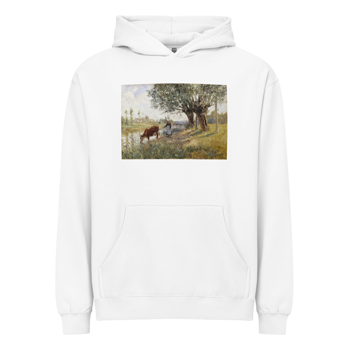 White Hoodie Countryside Near Grez-Sur-Loing Painting In High Resolution Signature