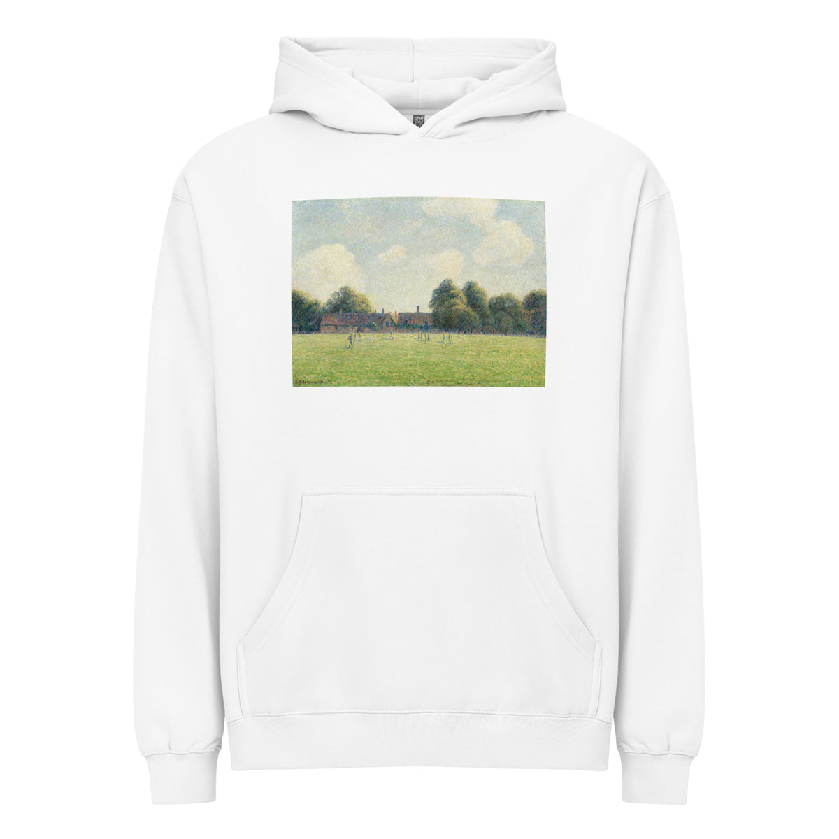 White Hoodie Hampton Court Green Signature