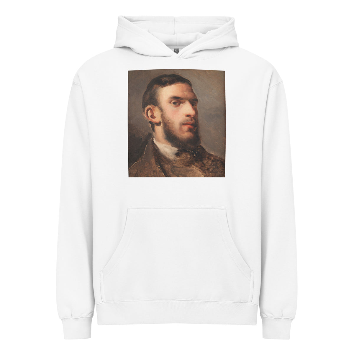 White Hoodie Self-Portrait Painting In High Resolution Signature