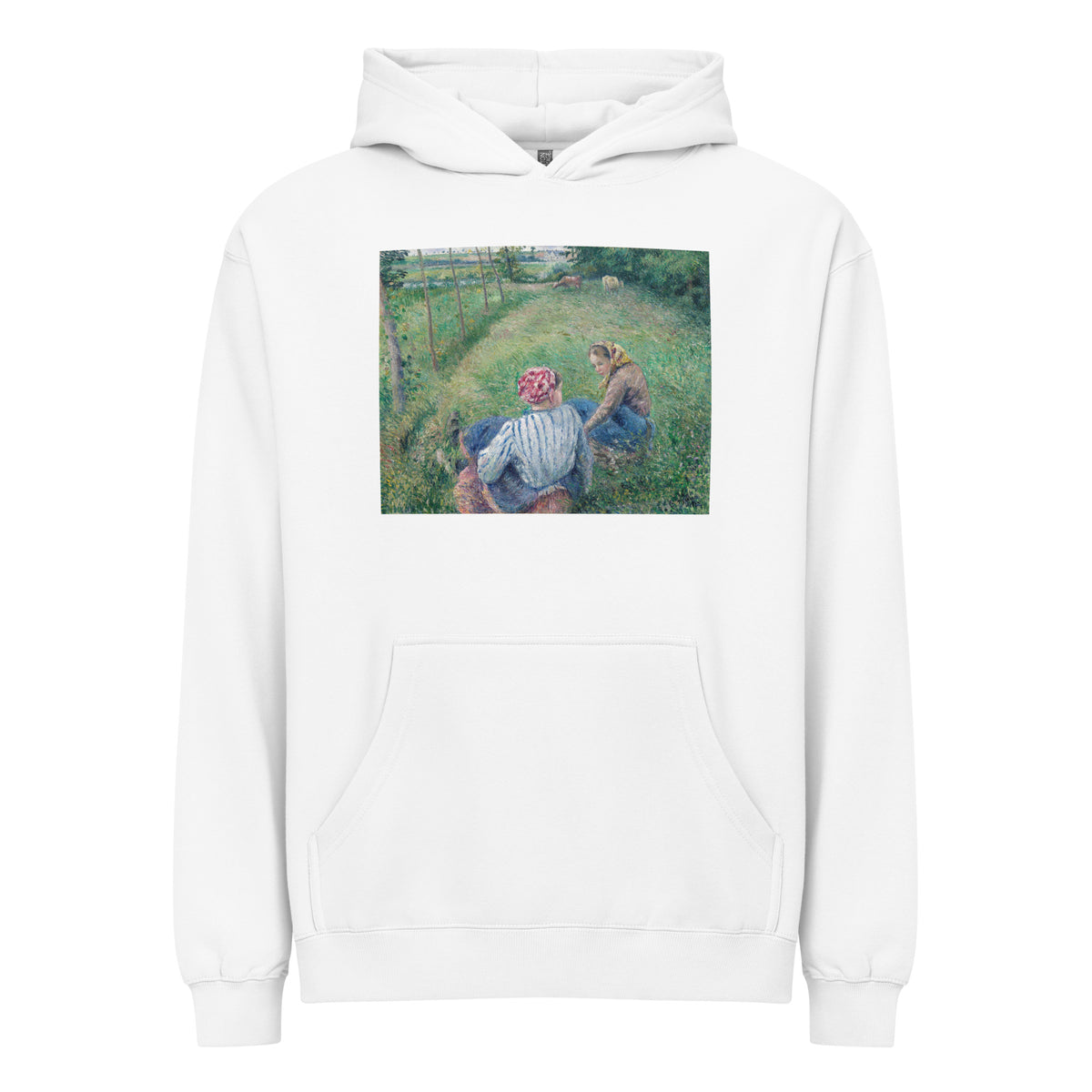 White Hoodie Young Peasant Girls Resting In The Fields Near Pontoise Signature