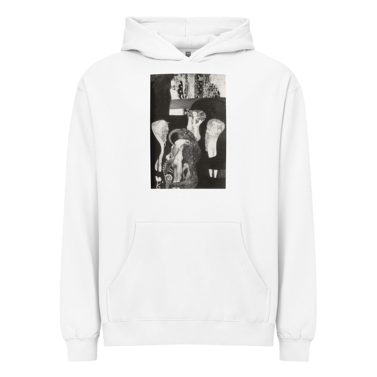 White Hoodie Gustav Klimt Jurisprudence Famous Painting Signature