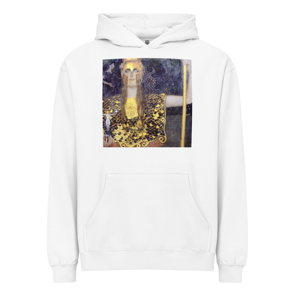 White Hoodie Gustav Klimt Pallas Athena Famous Painting Signature