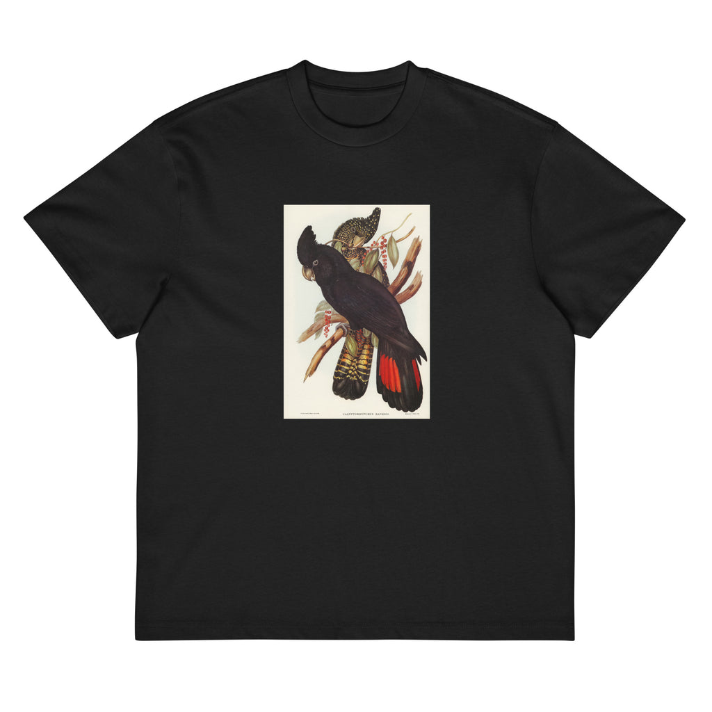 Black T-shirt Banksian Cockatoo Calyptorhynchus Banksii Illustrated - Elizabeth Gould 1804 Signature