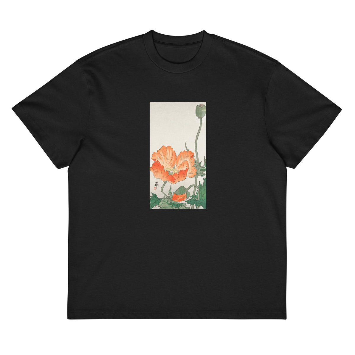 Black T-shirt Birds And Plants - Ohara Koson 1900 Signature