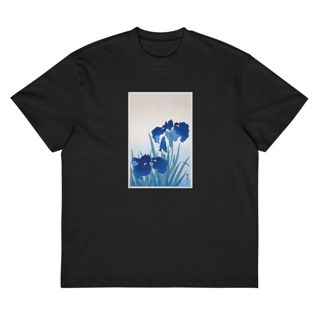 Black T-shirt Iris Flowers - Ohara Koson 1925 Signature