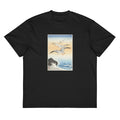Black T-shirt Five Seagulls Above Turbulent Sea - Ohara Koson 1900 Signature
