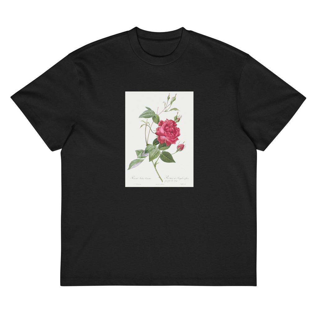 Black T-shirt Blood-Red Bengal Rose Rosa Indica Cruneta Signature