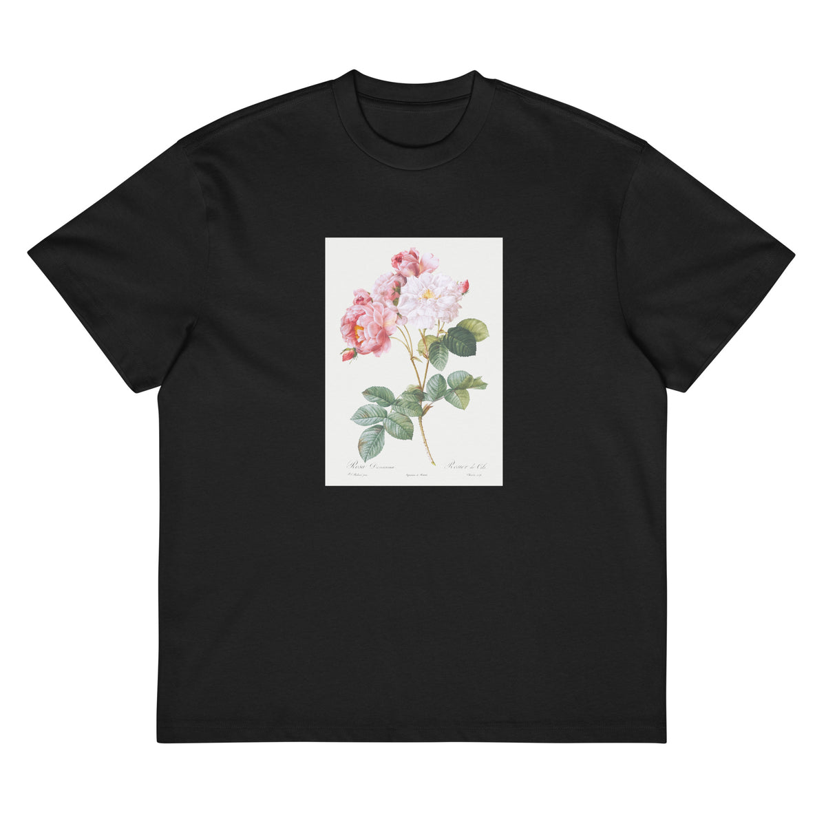Black T-shirt Rosa Damascena Rosebush Rosa Damascena Signature