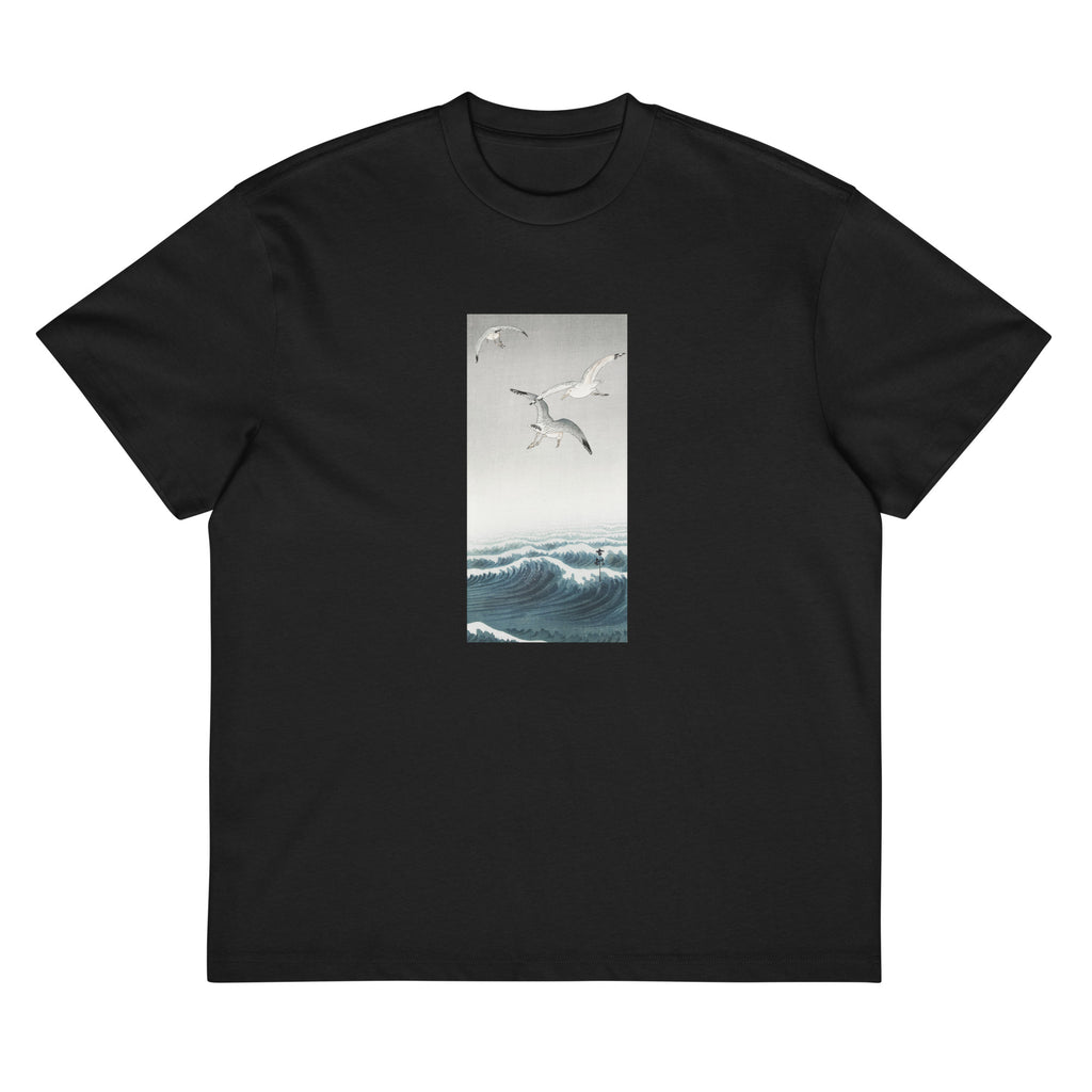 Black T-shirt Three Seagulls - Ohara Koson 1900 Signature