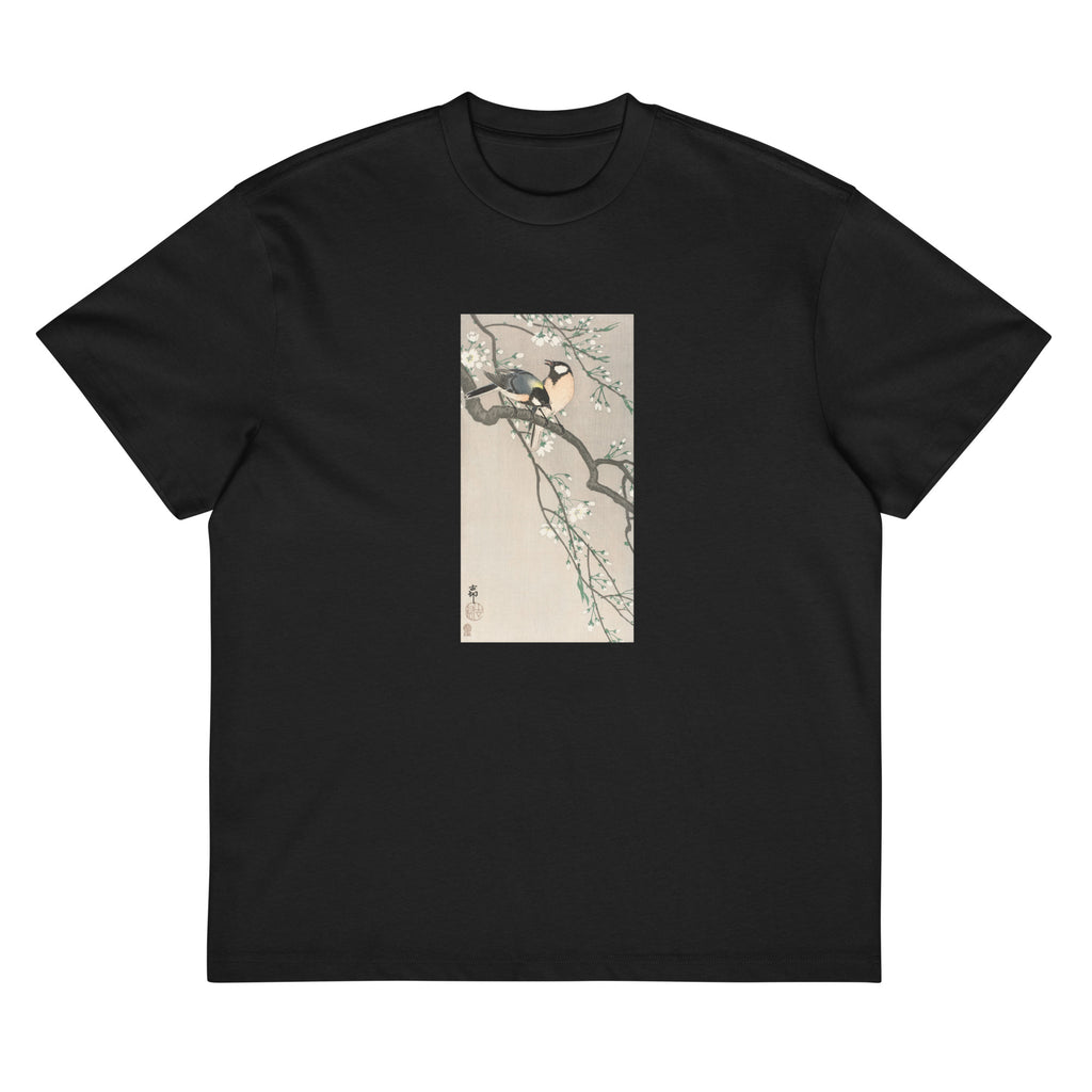 Black T-shirt Tits On Cherry Branch Signature