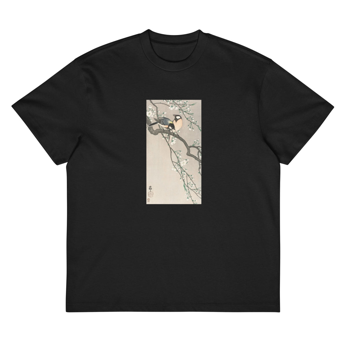 Black T-shirt Tits On Cherry Branch Signature