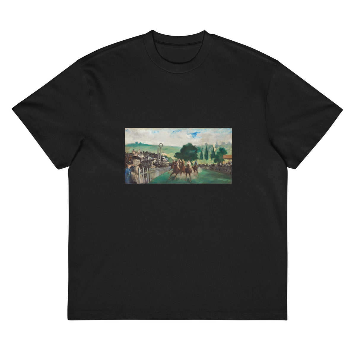 Black T-shirt The Races At Longchamp Painting In High Resolution Signature