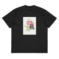 Black T-shirt Anemone And Cabbage Rose - Pierre-Joseph Redoute 1759 Signature