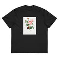 Black T-shirt Cabbage Rose - Pierre-Joseph Redoute 1759 Signature