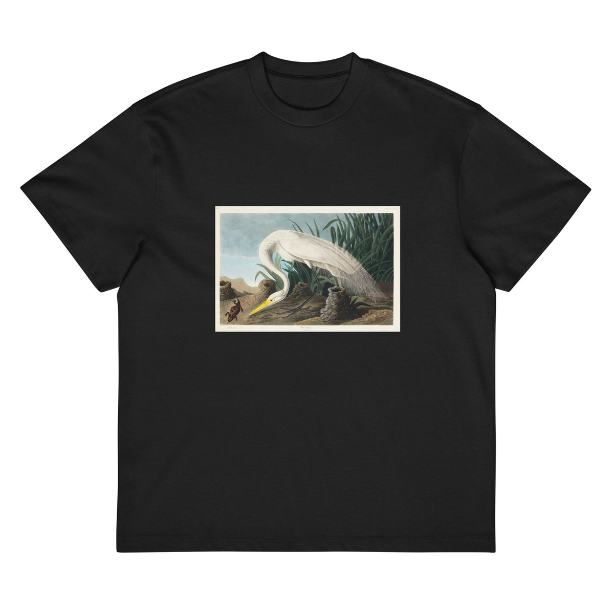 Black T-shirt White Heron Signature