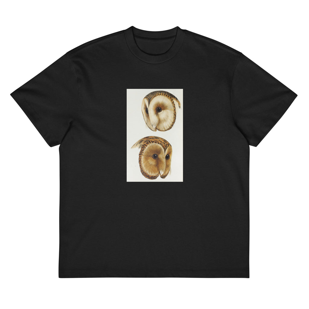 Black T-shirt 1 Masked Barn Owl Strix Personata 2 Tasmanian Masked Owl Strix Castanops Illustrated Signature