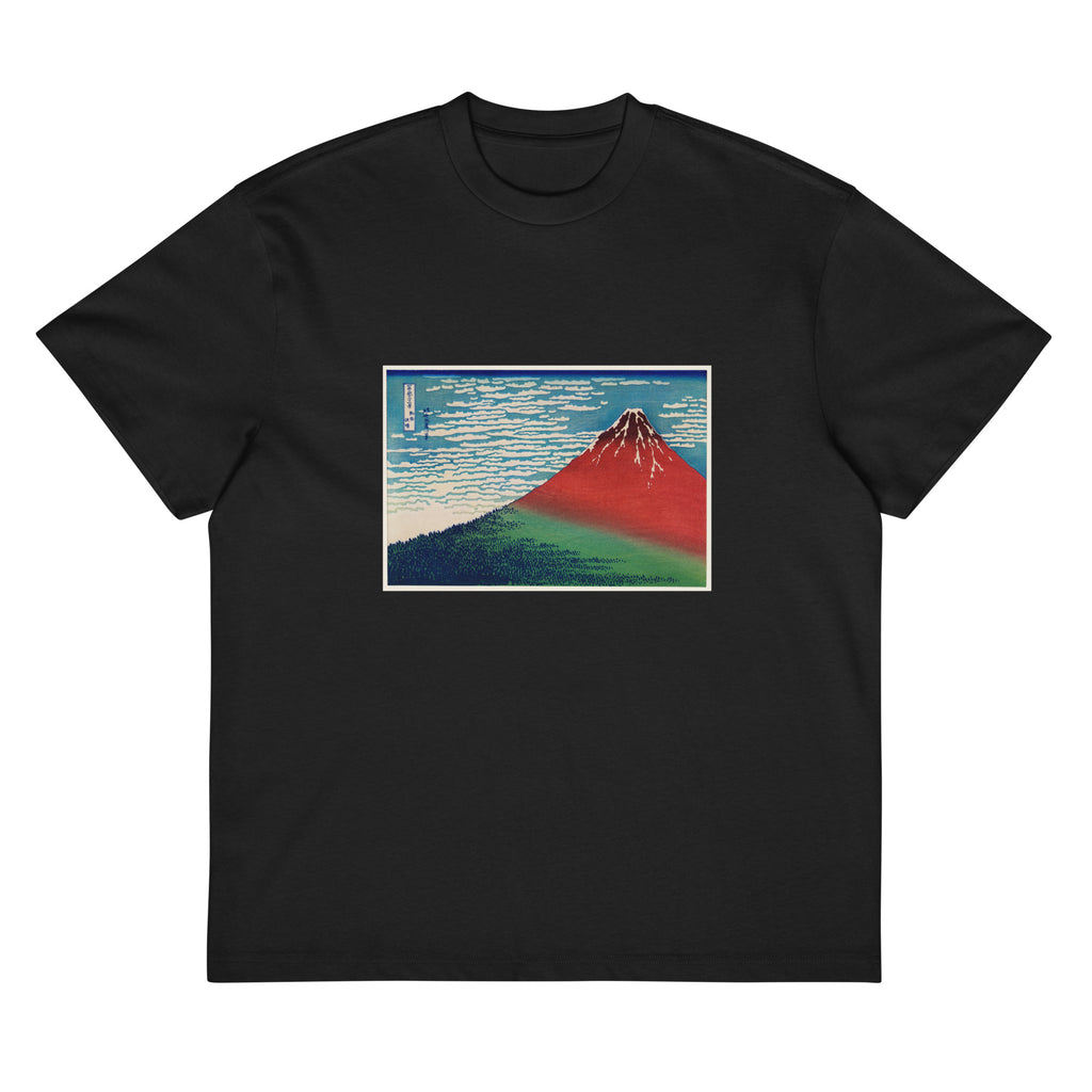 Black T-shirt Katsushika Hokusai S Fine Wind Clear Morning A Famous Traditional Japanese Ukyio-E Style Illustration Of Mount Fuji Signature