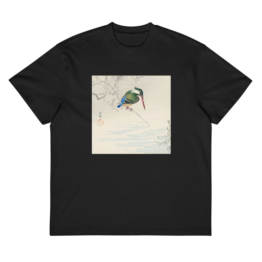 Black T-shirt A Kingfisher - Ohara Koson 1920 Signature