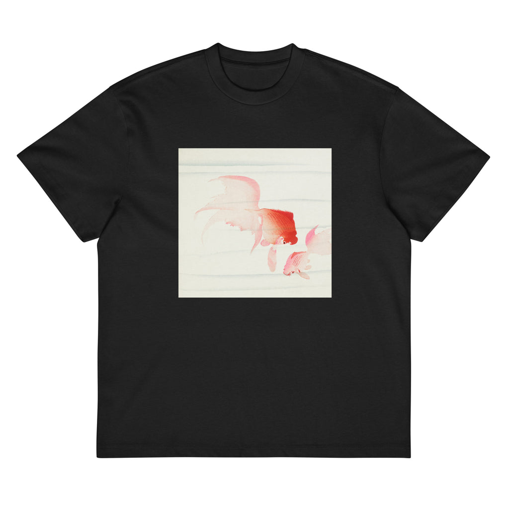 Black T-shirt Gold Fish - Ohara Koson 1900 Signature
