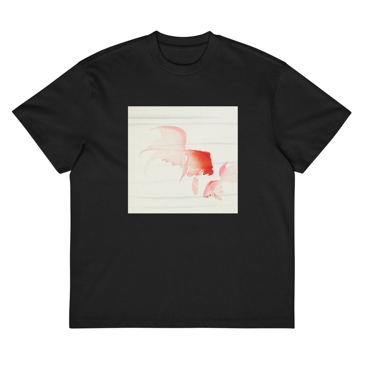 Black T-shirt Gold Fish - Ohara Koson 1900 Signature