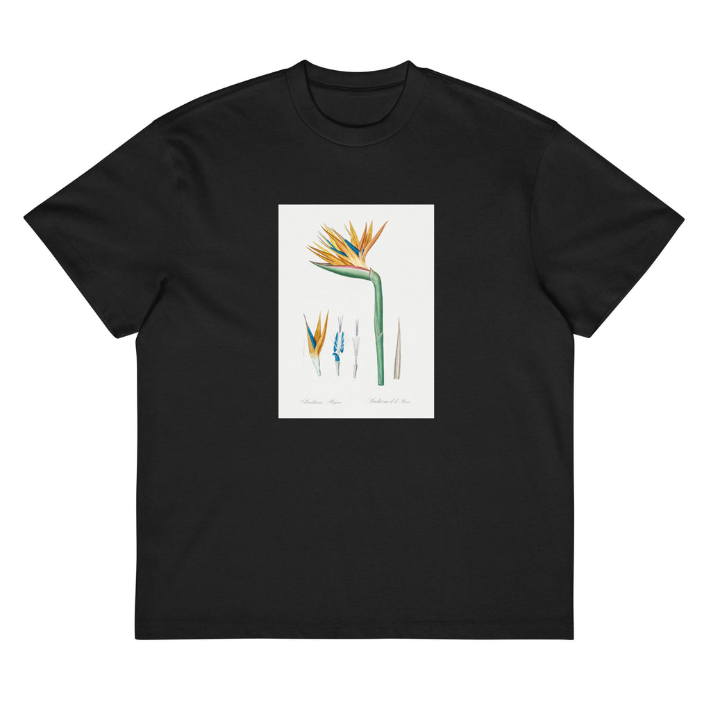 Black T-shirt Bird Of Paradise Illustration Signature