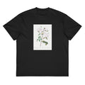 Black T-shirt Rosa Campanulata Alba Also Known As Pink Bellflowers To White Flowers Signature