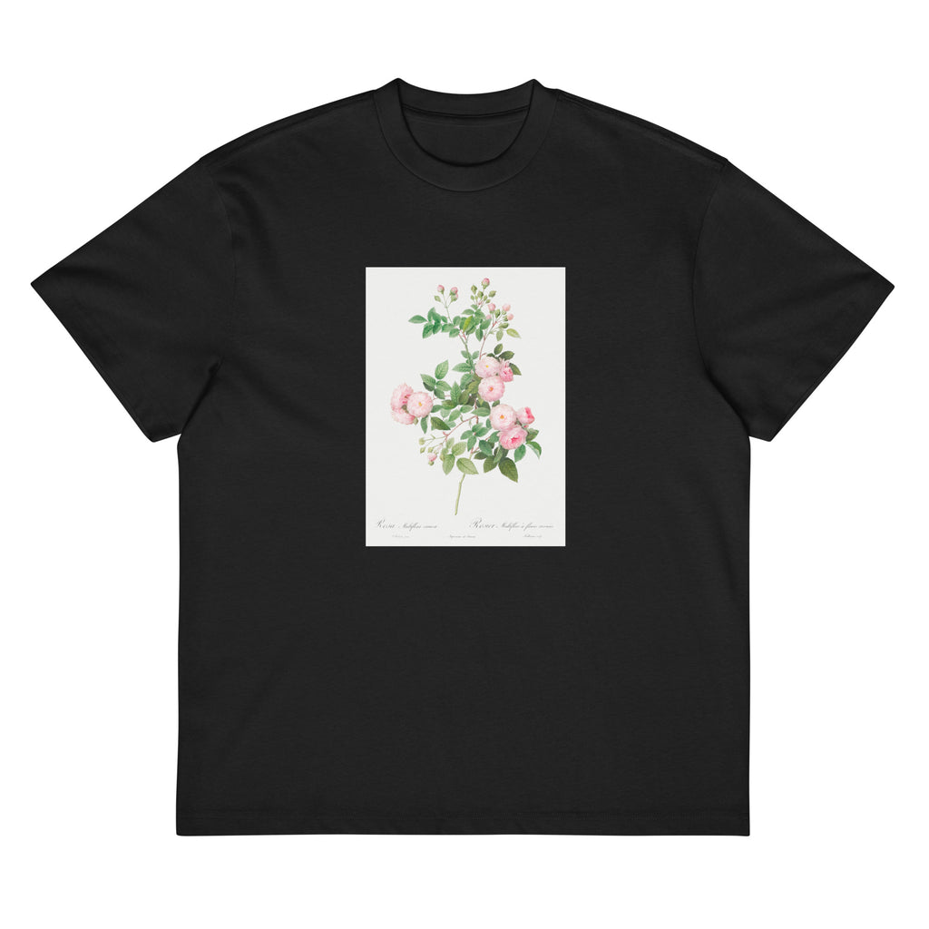 Black T-shirt Flesh-Pink Multiflora Rosa Multiflora Carnea Signature