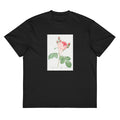 Black T-shirt Cabbage Rose Also Known As One Hundred-Leaved Rose Rosa Centifolia Signature