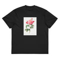 Black T-shirt Gallic Rose Also Known As The Duchess Of Orleans Rosa Gallica Aurelianensis Signature