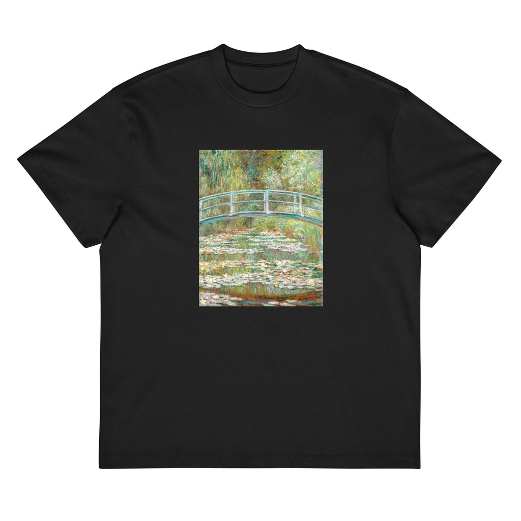 Black T-shirt Bridge Over A Pond Of Water Lilies Signature