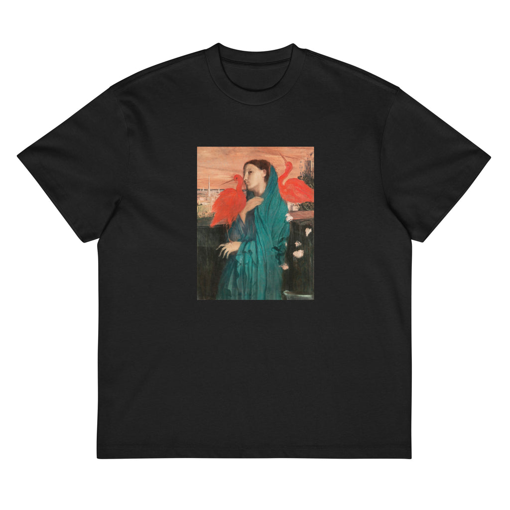 Black T-shirt Young Woman With Ibis Painting In High Resolution Signature