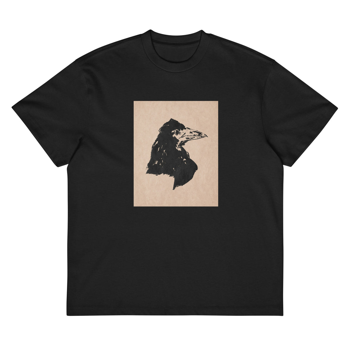 Black T-shirt Raven Head Print In High Resolution Signature