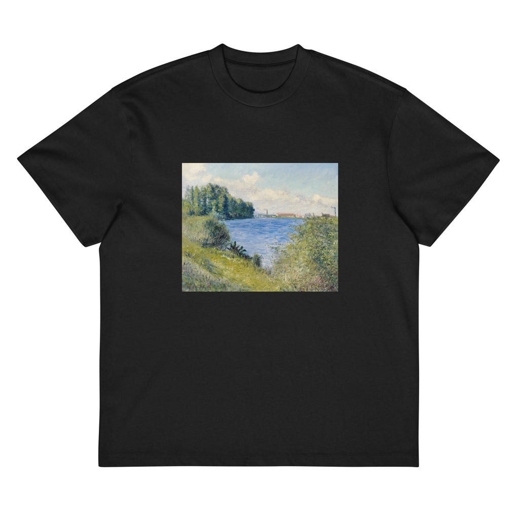 Black T-shirt The Seine At Argenteuil Painting In High Resolution Signature