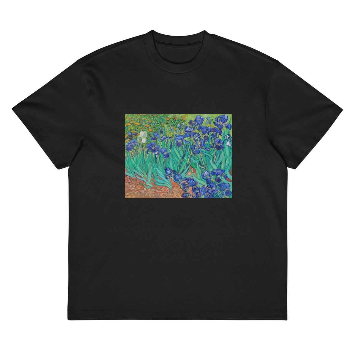 Black T-shirt Vincent Van Gogh S Irises Famous Painting Signature