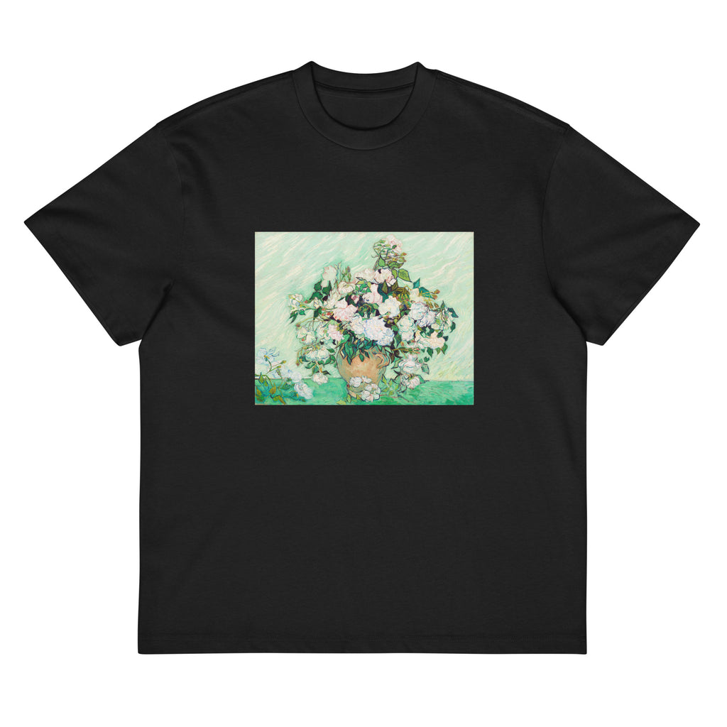Black T-shirt Roses Van Gogh Nga Signature