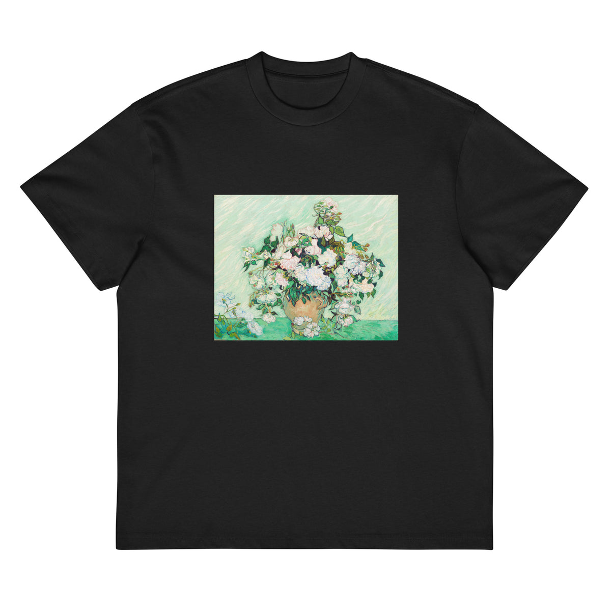 Black T-shirt Roses Van Gogh Nga Signature