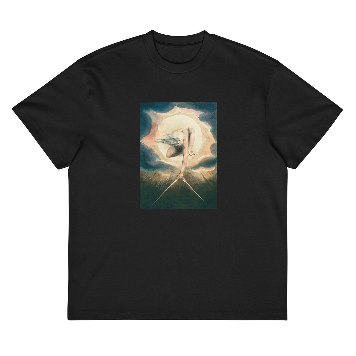 Black T-shirt Ancient Of Days Setting A Compass To The Earth Illustration - William Blake 1794 Signature