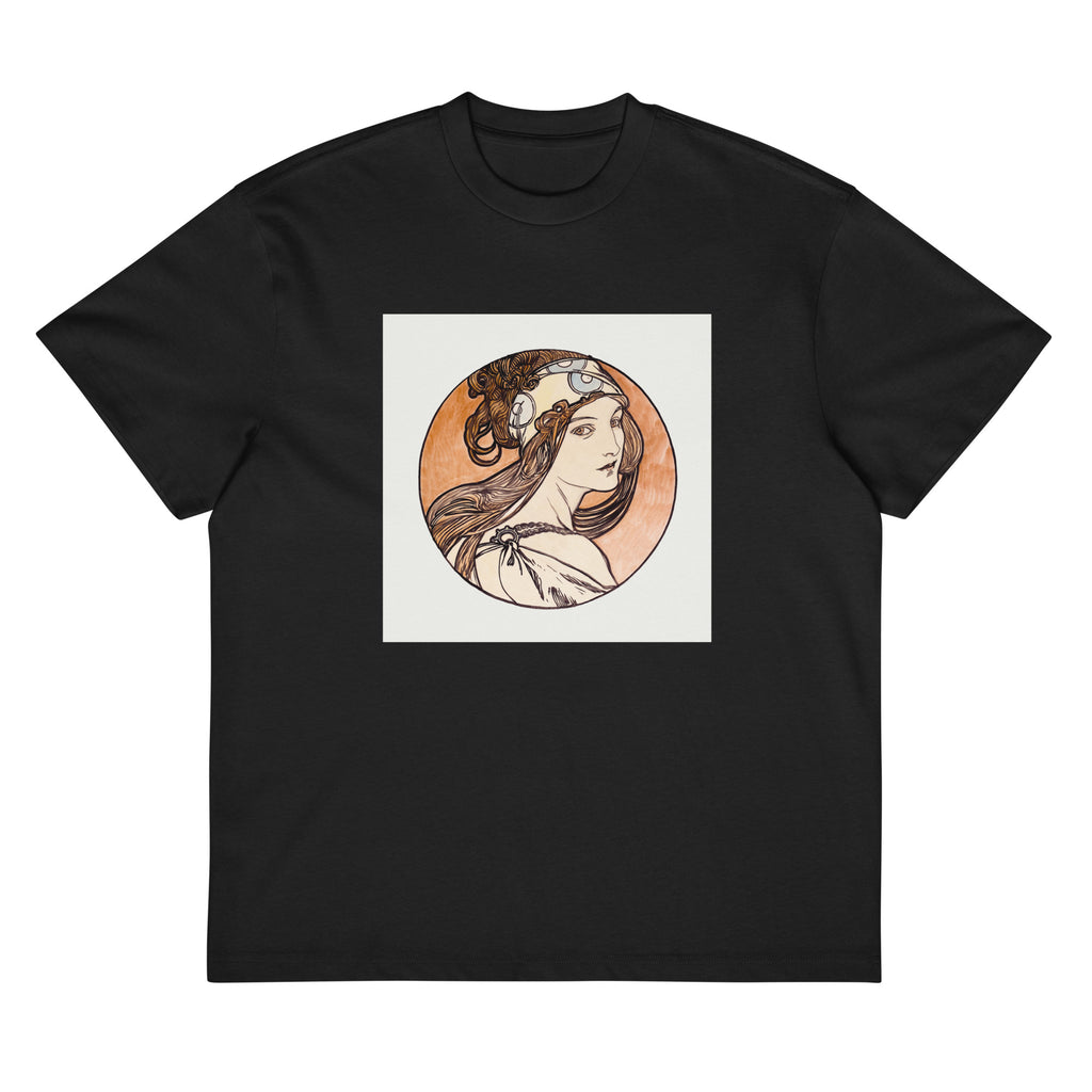 Black T-shirt Stained Glass Fouquet Mucha I Signature