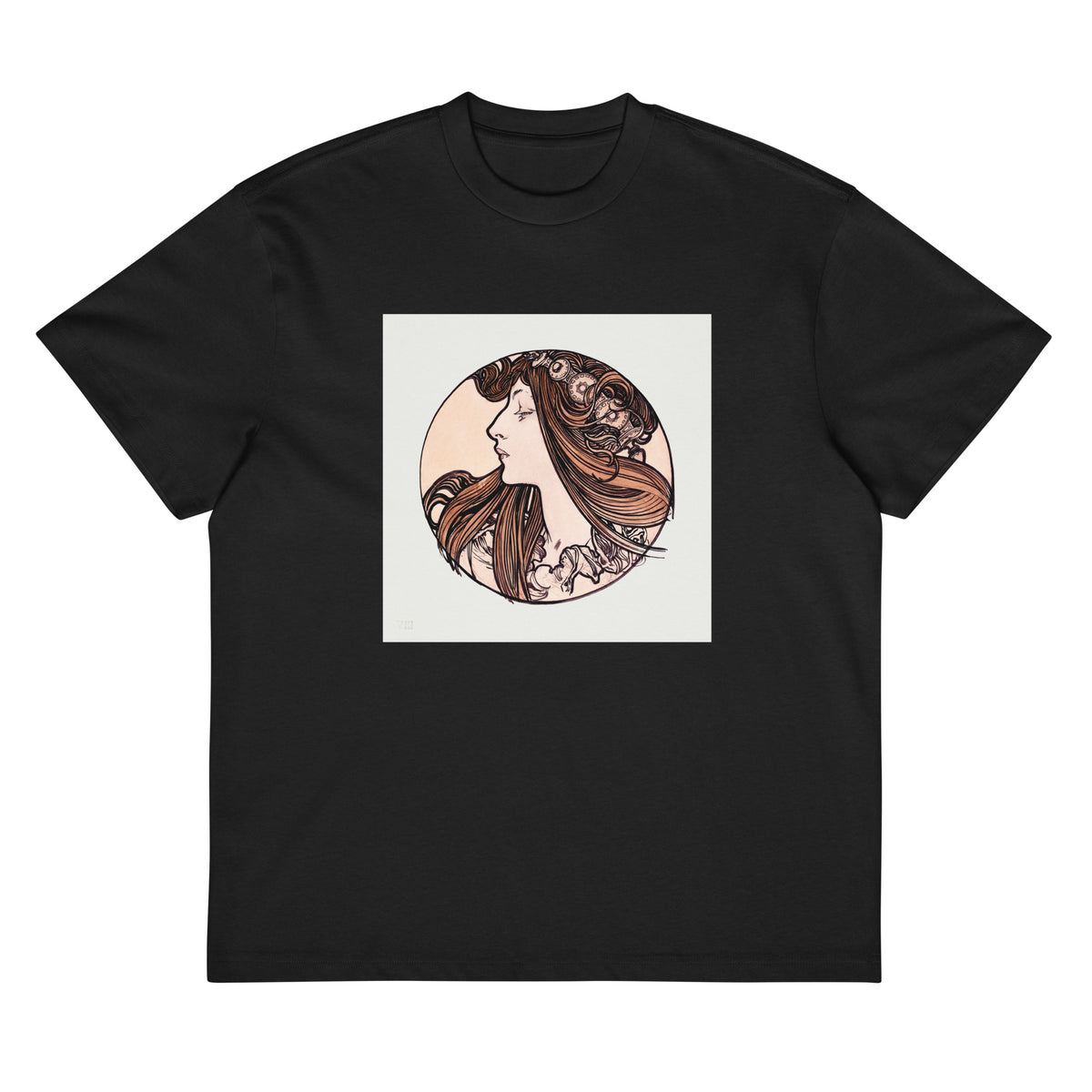 Black T-shirt Stained Glass Fouquet Mucha III Signature