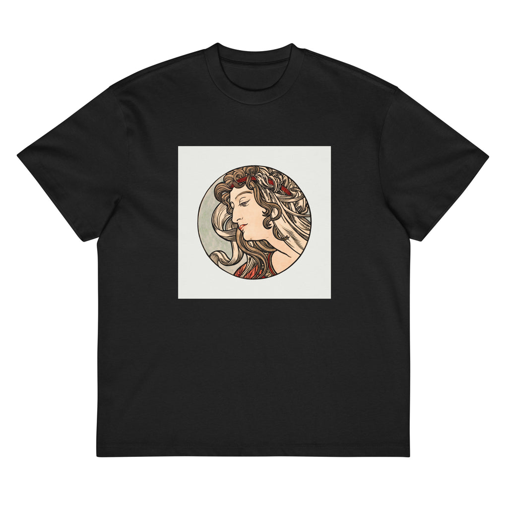 Black T-shirt Stained Glass Fouquet Mucha V Signature