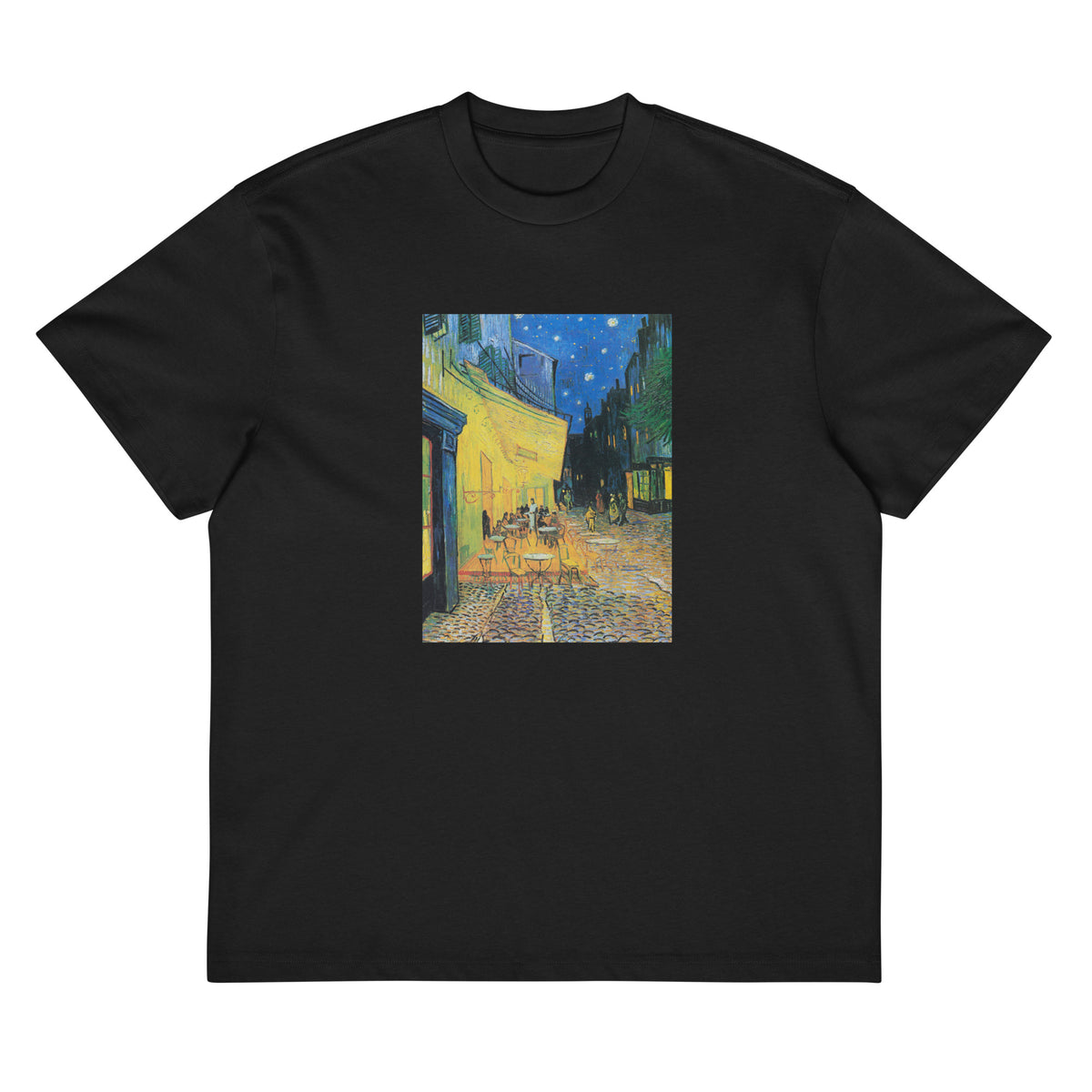 Black T-shirt Vincent Van Gogh S Cafe Terrace At Night Famous Painting Signature