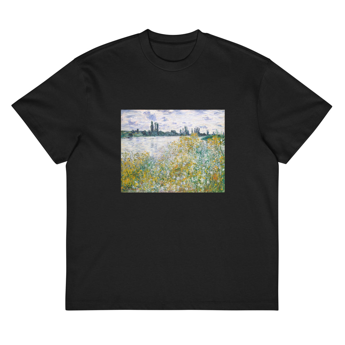 Black T-shirt Icirc Le Aux Fleurs Near Vetheuil Signature