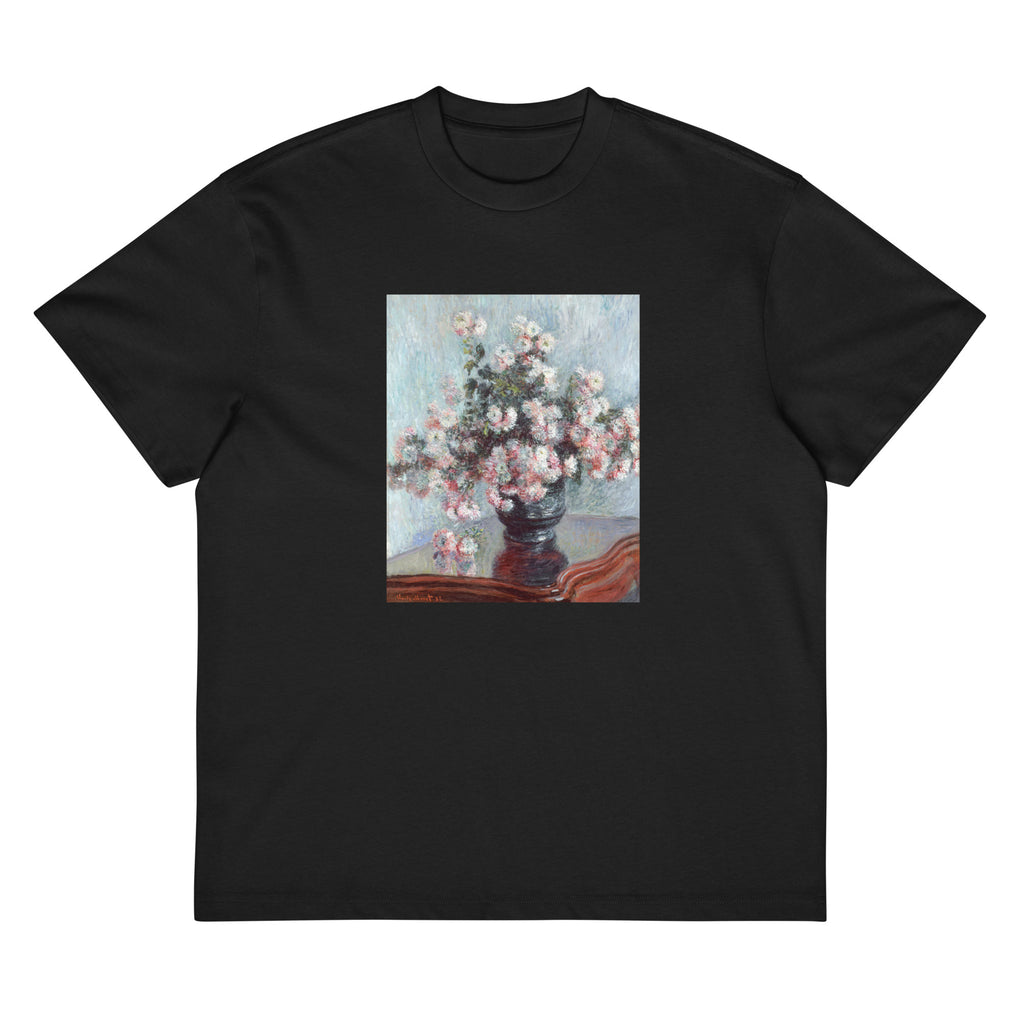 Black T-shirt Chrysanthemums Signature
