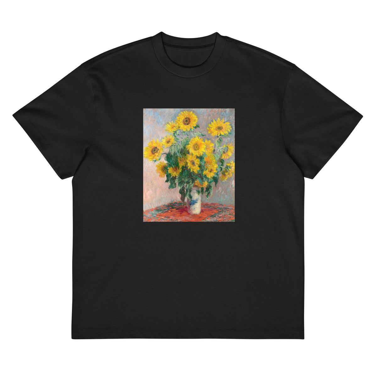 Black T-shirt Bouquet Of Sunflowers Signature